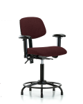 Fabric Chair - Medium Bench Height with Round Tube Base, Adjustable Arms, & Stationary Glides in Burgundy Fabric FMBCH-RT-T0-A1-RG-F41