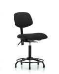 Fabric Chair - Medium Bench Height with Round Tube Base, Seat Tilt, & Stationary Glides in Black Fabric FMBCH-RT-T1-A0-RG-F42