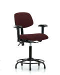 Fabric Chair - Medium Bench Height with Round Tube Base, Seat Tilt, Adjustable Arms, & Stationary Glides in Burgundy Fabric FMBCH-RT-T1-A1-RG-F41