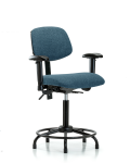 Fabric Chair - Medium Bench Height with Round Tube Base, Seat Tilt, Adjustable Arms, & Stationary Glides in Blue Fabric FMBCH-RT-T1-A1-RG-F43