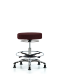 Fabric Stool without Back Chrome - Medium Bench Height with Chrome Foot Ring & Stationary Glides in Burgundy Fabric FMBSO-CR-CF-RG-F41