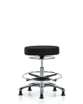 Fabric Stool without Back Chrome - Medium Bench Height with Chrome Foot Ring & Stationary Glides in Black Fabric FMBSO-CR-CF-RG-F42