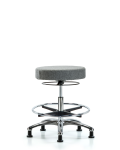 Fabric Stool without Back Chrome - Medium Bench Height with Chrome Foot Ring & Stationary Glides in Gray Fabric FMBSO-CR-CF-RG-F44