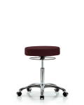 Fabric Stool without Back Chrome - Medium Bench Height with Casters in Burgundy Fabric FMBSO-CR-NF-CC-F41