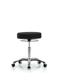 Fabric Stool without Back Chrome - Medium Bench Height with Casters in Black Fabric FMBSO-CR-NF-CC-F42