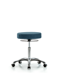 Fabric Stool without Back Chrome - Medium Bench Height with Casters in Blue Fabric FMBSO-CR-NF-CC-F43