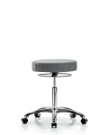 Fabric Stool without Back Chrome - Medium Bench Height with Casters in Gray Fabric FMBSO-CR-NF-CC-F44