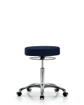 Fabric Stool without Back Chrome - Medium Bench Height with Casters in Navy Fabric FMBSO-CR-NF-CC-F45