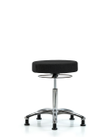 Fabric Stool without Back Chrome - Medium Bench Height with Stationary Glides in Black Fabric FMBSO-CR-NF-RG-F42