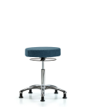 Fabric Stool without Back Chrome - Medium Bench Height with Stationary Glides in Blue Fabric FMBSO-CR-NF-RG-F43