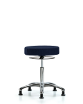 Fabric Stool without Back Chrome - Medium Bench Height with Stationary Glides in Navy Fabric FMBSO-CR-NF-RG-F45