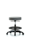 Fabric Stool without Back - Medium Bench Height with Black Foot Ring & Casters in Gray Fabric FMBSO-RG-BF-RC-F44