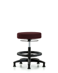 Fabric Stool without Back - Medium Bench Height with Black Foot Ring & Stationary Glides in Burgundy Fabric FMBSO-RG-BF-RG-F41