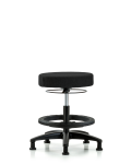 Fabric Stool without Back - Medium Bench Height with Black Foot Ring & Stationary Glides in Black Fabric FMBSO-RG-BF-RG-F42