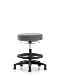 Fabric Stool without Back - Medium Bench Height with Black Foot Ring & Stationary Glides in Gray Fabric FMBSO-RG-BF-RG-F44