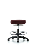 Fabric Stool without Back - Medium Bench Height with Chrome Foot Ring & Casters in Burgundy Fabric FMBSO-RG-CF-RC-F41