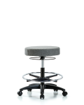 Fabric Stool without Back - Medium Bench Height with Chrome Foot Ring & Casters in Gray Fabric FMBSO-RG-CF-RC-F44