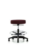 Fabric Stool without Back - Medium Bench Height with Chrome Foot Ring & Stationary Glides in Burgundy Fabric FMBSO-RG-CF-RG-F41