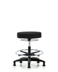 Fabric Stool without Back - Medium Bench Height with Chrome Foot Ring & Stationary Glides in Black Fabric FMBSO-RG-CF-RG-F42