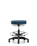 Fabric Stool without Back - Medium Bench Height with Chrome Foot Ring & Stationary Glides in Blue Fabric FMBSO-RG-CF-RG-F43