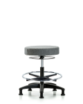 Fabric Stool without Back - Medium Bench Height with Chrome Foot Ring & Stationary Glides in Gray Fabric FMBSO-RG-CF-RG-F44