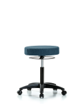 Fabric Stool without Back - Medium Bench Height with Casters in Blue Fabric FMBSO-RG-NF-RC-F43