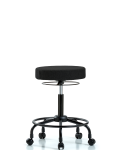 Fabric Stool without Back - Medium Bench Height with Round Tube Base & Casters in Black Fabric FMBSO-RT-RC-F42