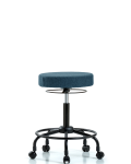 Fabric Stool without Back - Medium Bench Height with Round Tube Base & Casters in Blue Fabric FMBSO-RT-RC-F43