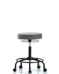 Fabric Stool without Back - Medium Bench Height with Round Tube Base & Casters in Gray Fabric FMBSO-RT-RC-F44