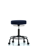 Fabric Stool without Back - Medium Bench Height with Round Tube Base & Casters in Navy Fabric FMBSO-RT-RC-F45