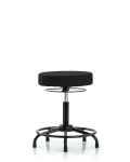 Fabric Stool without Back - Medium Bench Height with Round Tube Base & Stationary Glides in Black Fabric FMBSO-RT-RG-F42