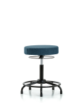 Fabric Stool without Back - Medium Bench Height with Round Tube Base & Stationary Glides in Blue Fabric FMBSO-RT-RG-F43