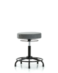 Fabric Stool without Back - Medium Bench Height with Round Tube Base & Stationary Glides in Gray Fabric FMBSO-RT-RG-F44