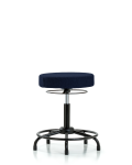Fabric Stool without Back - Medium Bench Height with Round Tube Base & Stationary Glides in Navy Fabric FMBSO-RT-RG-F45