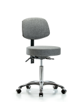 Fabric Stool with Back Chrome - Medium Bench Height with Casters in Gray Fabric FMBST-CR-T0-NF-CC-F44