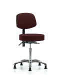 Fabric Stool with Back Chrome - Medium Bench Height with Seat Tilt & Stationary Glides in Burgundy Fabric FMBST-CR-T1-NF-RG-F41