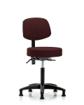 Fabric Stool with Back - Medium Bench Height with Chrome Foot Ring & Stationary Glides in Burgundy Fabric FMBST-RG-T0-NF-RG-F41