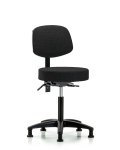 Fabric Stool with Back - Medium Bench Height with Chrome Foot Ring & Stationary Glides in Black Fabric FMBST-RG-T0-NF-RG-F42