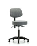 Fabric Stool with Back - Medium Bench Height with Chrome Foot Ring & Stationary Glides in Gray Fabric FMBST-RG-T0-NF-RG-F44