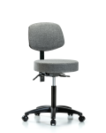 Fabric Stool with Back - Medium Bench Height with Seat Tilt & Casters in Gray Fabric FMBST-RG-T1-NF-RC-F44