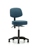 Fabric Stool with Back - Medium Bench Height with Seat Tilt & Stationary Glides in Blue Fabric FMBST-RG-T1-NF-RG-F43