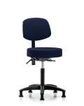 Fabric Stool with Back - Medium Bench Height with Seat Tilt & Stationary Glides in Navy Fabric FMBST-RG-T1-NF-RG-F45