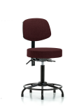 Fabric Stool with Back - Medium Bench Height with Round Tube Base & Stationary Glides in Burgundy Fabric FMBST-RT-T0-RG-F41