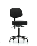 Fabric Stool with Back - Medium Bench Height with Round Tube Base & Stationary Glides in Black Fabric FMBST-RT-T0-RG-F42