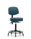 Fabric Stool with Back - Medium Bench Height with Round Tube Base, Seat Tilt, & Stationary Glides in Black Fabric FMBST-RT-T1-RG-F43