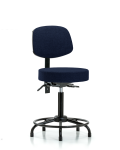 Fabric Stool with Back - Medium Bench Height with Round Tube Base, Seat Tilt, & Stationary Glides in Gray Fabric FMBST-RT-T1-RG-F45