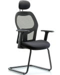 Executive Windrowe Mesh Back Guest Chair with Head Rest & Arms GEXE-MDHCH-RG-H1-A1-RG