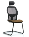 Executive Windova Mesh Back Guest Chair with Taupe Supernova Seat & Head Rest GEXE-VMDHCH-RG-H1-A0-RG-8809