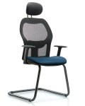 Executive Windova Mesh Back Guest Chair with Marine Blue Supernova Seat, Head Rest, & Arms GEXE-VMDHCH-RG-H1-A1-RG-8801