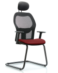 Executive Windova Mesh Back Guest Chair with Borscht Supernova Seat, Head Rest, & Arms GEXE-VMDHCH-RG-H1-A1-RG-8815